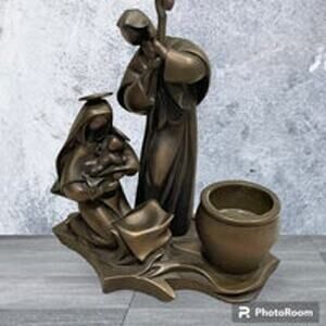 PARTYLITE BRONZE TEALIGHT CANDLE HOLDER JESUS HOLY NIGHT EASTER HOLIDAY